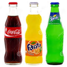 Cola, fanta, sprite (glass bottles)
