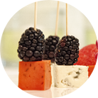 Appetizer with berries and colored cheese 