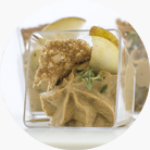 Chicken liver pate with pear and bread chips